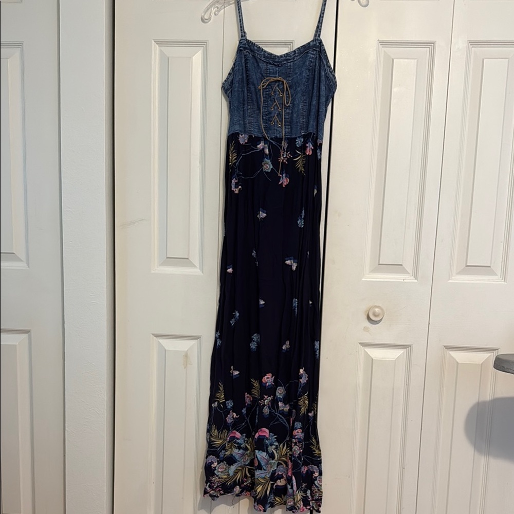 Floral Denim Maxi Dress